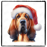 Christmas Dog Design Bloodhound (1) Breed Cute Xmas Santa Hat Doggie