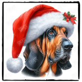 Christmas Dog Design Bloodhound (2) Breed Cute Xmas Santa Hat Doggie