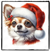 Christmas Dog Design Chihuahua Long Haired (1) Breed Cute Xmas Santa Hat Doggie
