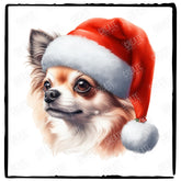 Christmas Dog Design Chihuahua Long Haired (2) Breed Cute Xmas Santa Hat Doggie