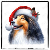 Christmas Dog Design Rough Collie (1) Breed Cute Xmas Santa Hat Doggie