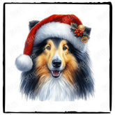 Christmas Dog Design Rough Collie (3) Breed Cute Xmas Santa Hat Doggie
