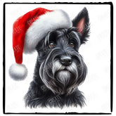 Christmas Dog Design Scottish Terrier (1) Breed Cute Xmas Santa Hat Doggie