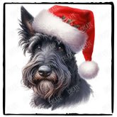 Christmas Dog Design Scottish Terrier (2) Breed Cute Xmas Santa Hat Doggie