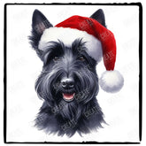 Christmas Dog Design Scottish Terrier (3) Breed Cute Xmas Santa Hat Doggie