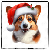Christmas Dog Design Pembroke Welsh Corgi (4) Breed Cute Xmas Santa Hat Doggie