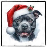 Christmas Dog Design Staffordshire Bull Terrier (1) Breed Cute Xmas Santa Hat Doggie