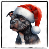 Christmas Dog Design Staffordshire Bull Terrier (2) Breed Cute Xmas Santa Hat Doggie