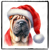 Christmas Dog Design Shar Pei (1) Breed Cute Xmas Santa Hat Doggie