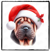 Christmas Dog Design Shar Pei (2) Breed Cute Xmas Santa Hat Doggie