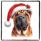 Christmas Dog Design Shar Pei (3) Breed Cute Xmas Santa Hat Doggie
