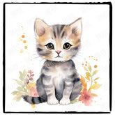 Cute Cat With Flowers Kitten Floral Design