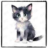 Cute Black And White Kitten Adorable Cat Design