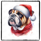 Christmas Dog Design English Bulldog Dog (2) Breed Cute Xmas Santa Hat Doggie