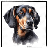 Cute Dog Portrait Black And Tan Coonhound (2) Breed Design