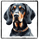 Cute Dog Portrait Black And Tan Coonhound (3) Breed Design
