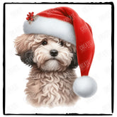 Christmas Dog Design Miniature Poodle (2) Breed Cute Xmas Santa Hat Doggie