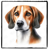 Cute Dog Portrait American Foxhound (1) Breed Design