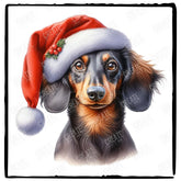 Christmas Dog Design Dachshund Sausage Dog (2) Breed Cute Xmas Santa Hat Doggie
