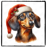 Christmas Dog Design Dachshund Sausage Dog (3) Breed Cute Xmas Santa Hat Doggie