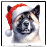Christmas Dog Design Akita Breed (2) Cute Xmas Santa Hat Doggie