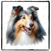 Cute Dog Portrait Collie (1) Breed Design
