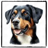 Cute Dog Portrait Entlebutcher Mountain Dog (1) Breed Design