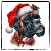 Christmas Dog Design Boxer (1) Breed Cute Xmas Santa Hat Doggie