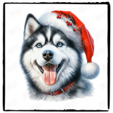 Christmas Dog Design Husky (2) Breed Cute Xmas Santa Hat Doggie