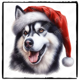 Christmas Dog Design Husky (3) Breed Cute Xmas Santa Hat Doggie