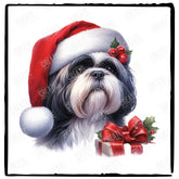 Christmas Dog Design Shih Tzu (1) Breed Cute Xmas Santa Hat Doggie