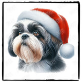 Christmas Dog Design Shih Tzu (2) Breed Cute Xmas Santa Hat Doggie