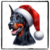 Christmas Dog Design Doberman Dog (1) Breed Cute Xmas Santa Hat Doggie