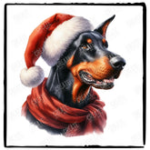 Christmas Dog Design Doberman Dog (2) Breed Cute Xmas Santa Hat Doggie