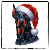 Christmas Dog Design Doberman Dog (3) Breed Cute Xmas Santa Hat Doggie