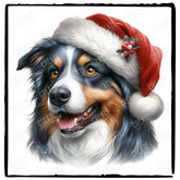 Christmas Dog Design Australian Shepherd (1) Breed Cute Xmas Santa Hat Doggie