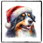 Christmas Dog Design Australian Shepherd (2) Breed Cute Xmas Santa Hat Doggie