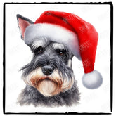 Christmas Dog Design Schnauzer (1) Breed Cute Xmas Santa Hat Doggie