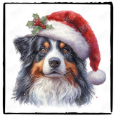 Christmas Dog Design Australian Shepherd (3) Breed Cute Xmas Santa Hat Doggie