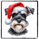 Christmas Dog Design Schnauzer (2) Breed Cute Xmas Santa Hat Doggie