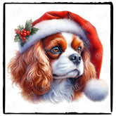 Christmas Dog Design Cavalier King Charles Spaniel (2) Breed Cute Xmas Santa Hat Doggie