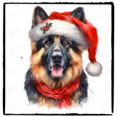 Christmas Dog Design German Shepherd (1) Breed Cute Xmas Santa Hat Doggie