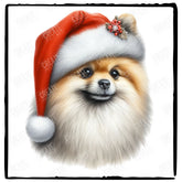 Christmas Dog Design Pomeranian (1) Breed Cute Xmas Santa Hat Doggie