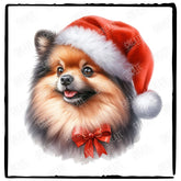 Christmas Dog Design Pomeranian (2) Breed Cute Xmas Santa Hat Doggie