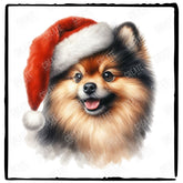 Christmas Dog Design Pomeranian (3) Breed Cute Xmas Santa Hat Doggie