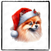 Christmas Dog Design Pomeranian (4) Breed Cute Xmas Santa Hat Doggie