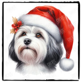 Christmas Dog Design Lhasa Apsos Breed Cute Xmas Santa Hat Doggie
