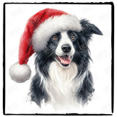 Christmas Dog Design Border Collie (2) Breed Cute Xmas Santa Hat Doggie
