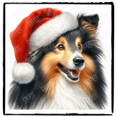 Christmas Dog Design Shetland Sheepdog (1) Breed Cute Xmas Santa Hat Doggie