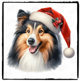 Christmas Dog Design Shetland Sheepdog (2) Breed Cute Xmas Santa Hat Doggie